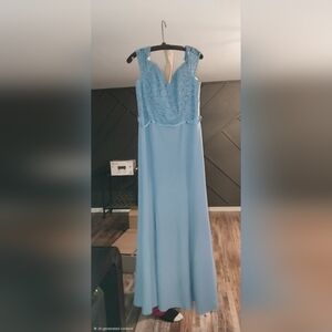David's Bridal Light Blue Lace Bodice Wedding Dress